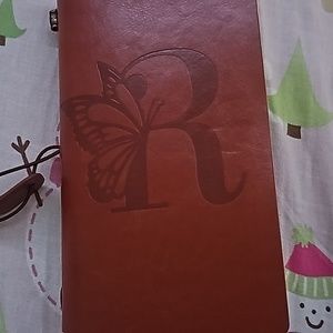 Terracotta Butterfly "R" Card, Money, And Note Book